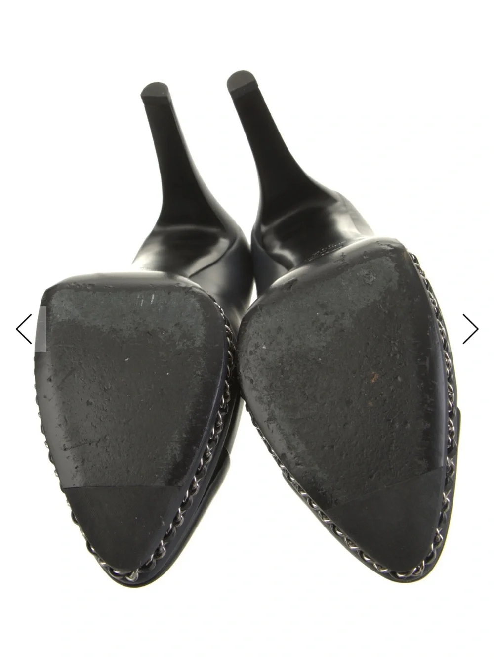CHANEL Black Matte & Patent Cap-Toe Chain Trim Ballet Flats 39 1/2